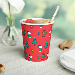 Peanuts   Snoopy & Woodstock Red Christmas Pattern Paper Cups