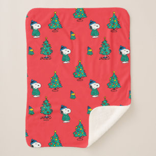 Peanuts   Snoopy & Woodstock Red Christmas Sherpa Blanket