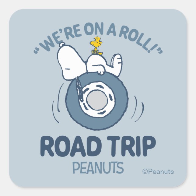 Peanuts | Snoopy & Woodstock Road Trip Square Sticker (Front)