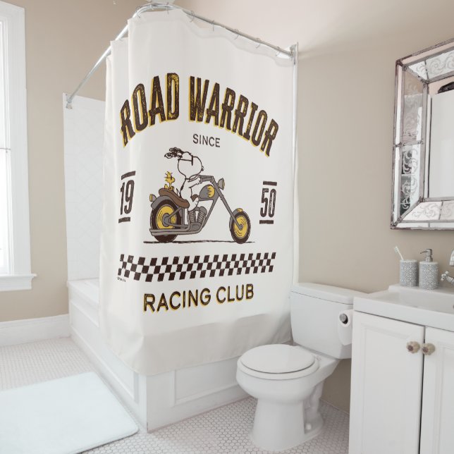 Peanuts | Snoopy & Woodstock Road Warriors Shower Curtain (In Situ)