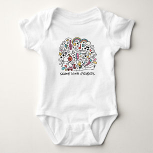 Peanuts Snoopy & Woodstock Roller Skating Baby Bodysuit