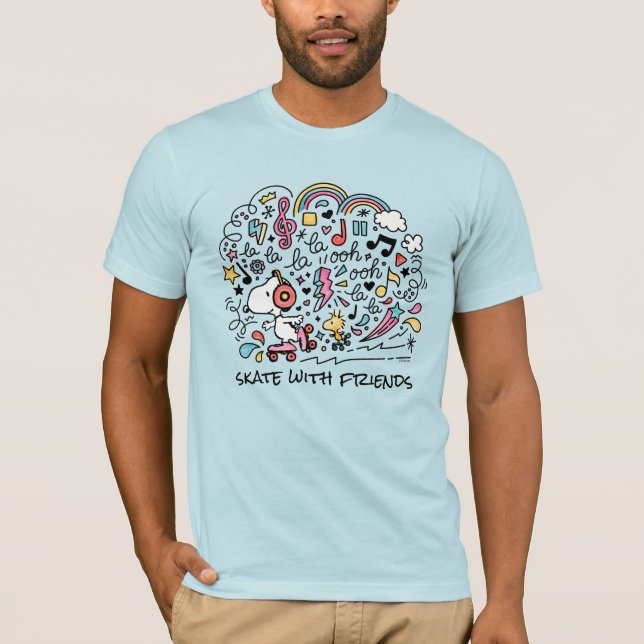 Peanuts | Snoopy & Woodstock Roller Skating T-Shirt (Front)