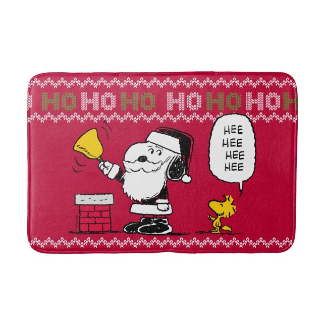 Peanuts | Snoopy & Woodstock Santa Bell Ringer Bath Mat (Front)