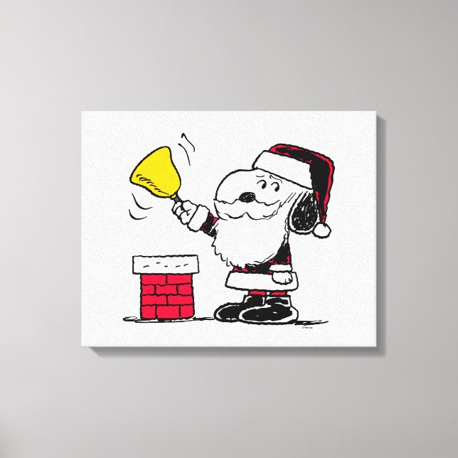Peanuts | Snoopy & Woodstock Santa Bell Ringer Canvas Print (Front)