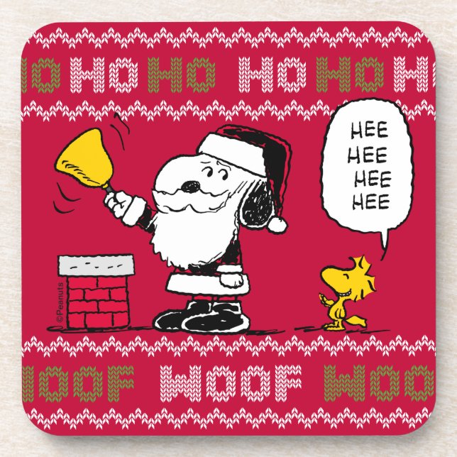 Peanuts | Snoopy & Woodstock Santa Bell Ringer Coaster (Front)