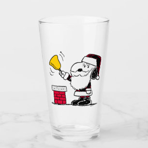 Peanuts Snoopy & Woodstock Santa Bell Ringer Glass