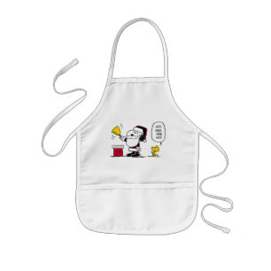 Peanuts Snoopy & Woodstock Santa Bell Ringer Kids Apron