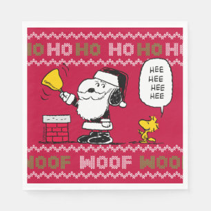 Peanuts   Snoopy & Woodstock Santa Bell Ringer Napkin