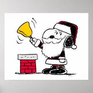 Peanuts Snoopy & Woodstock Santa Bell Ringer Poster
