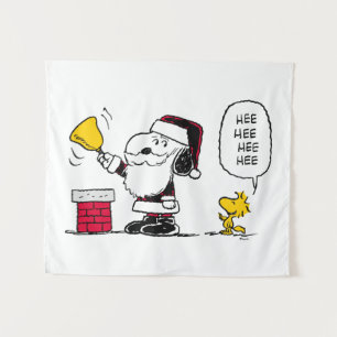 Peanuts   Snoopy & Woodstock Santa Bell Ringer Tapestry