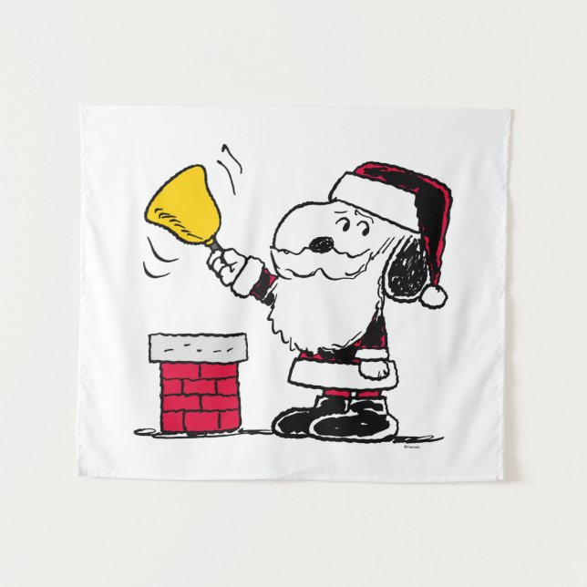 Peanuts | Snoopy & Woodstock Santa Bell Ringer Tapestry (Front (Horizontal))