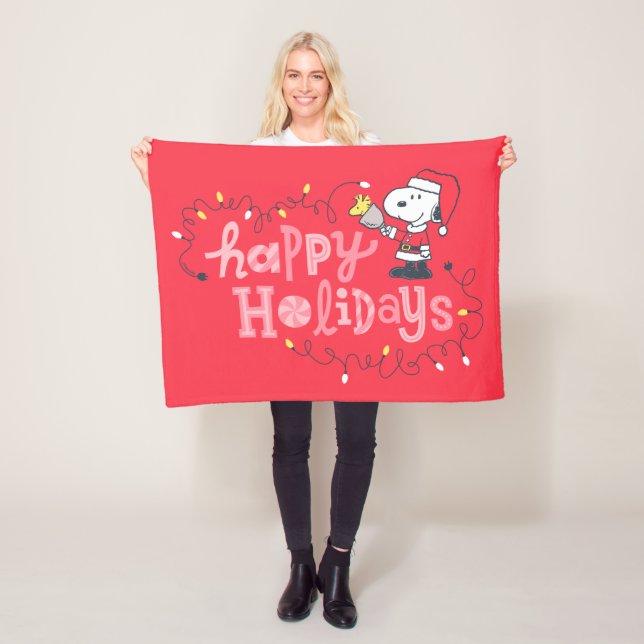 Peanuts | Snoopy & Woodstock Santa Claus Fleece Blanket (In Situ)