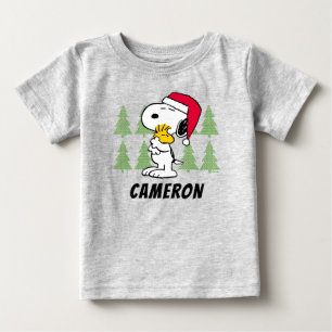 Peanuts Snoopy & Woodstock Santa Claus Hug Baby T-Shirt