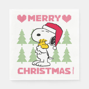 Peanuts   Snoopy & Woodstock Santa Claus Hug Napkin