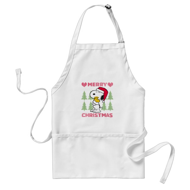 Peanuts | Snoopy & Woodstock Santa Claus Hug Standard Apron (Front)