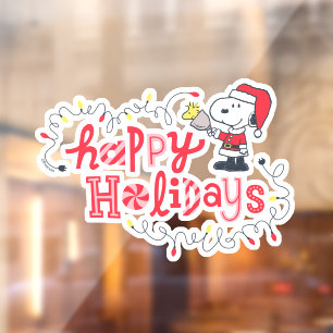 Peanuts   Snoopy & Woodstock Santa Claus Window Cling