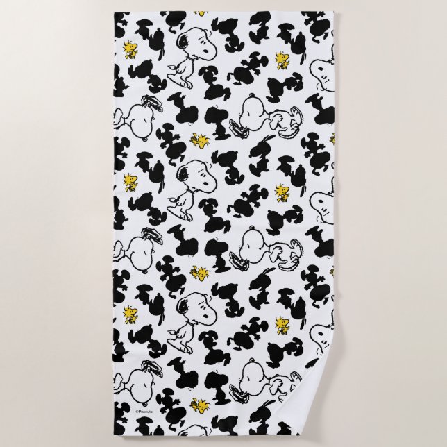Peanuts |  Snoopy & Woodstock Shadow Pattern Beach Towel (Front)