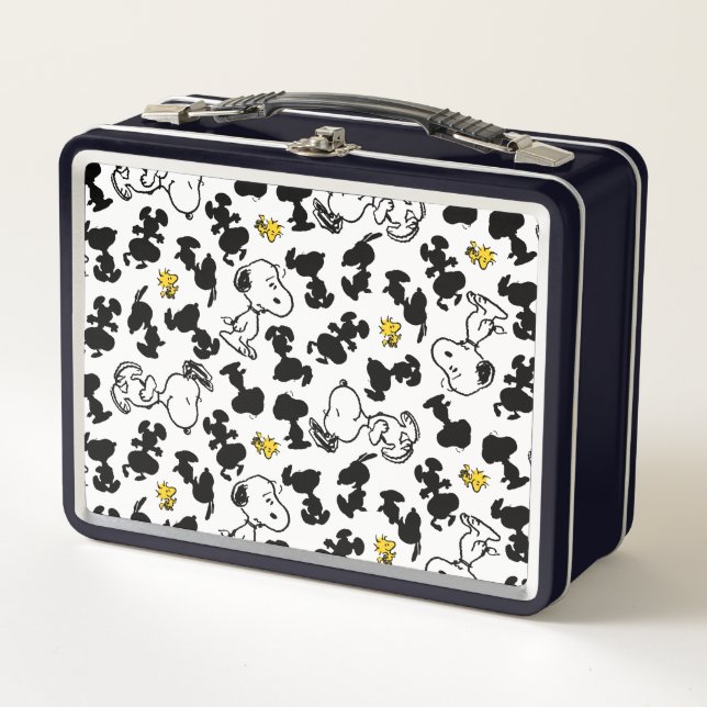 Peanuts |  Snoopy & Woodstock Shadow Pattern Metal Lunch Box (Front)