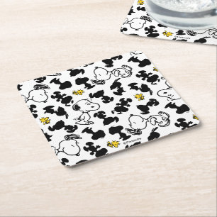 Peanuts Snoopy & Woodstock Shadow Pattern Square Paper Coaster