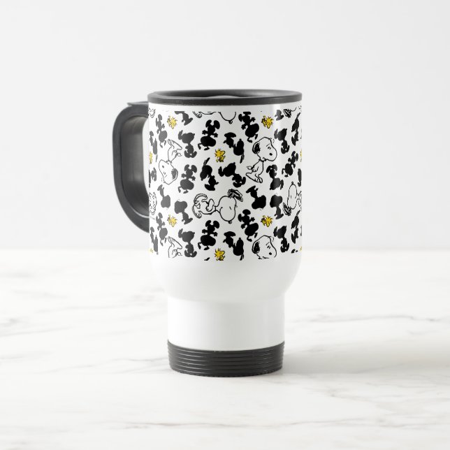 Peanuts |  Snoopy & Woodstock Shadow Pattern Travel Mug (Front Left)