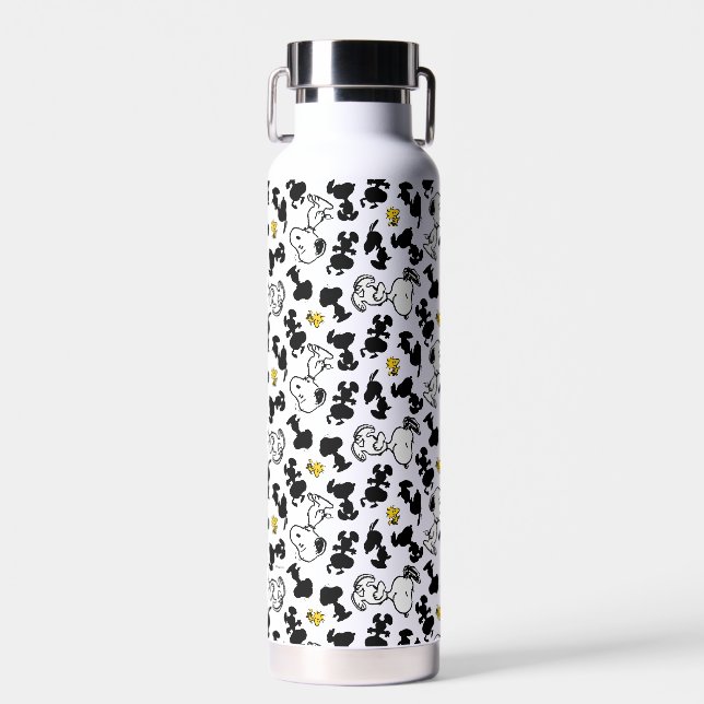 Peanuts |  Snoopy & Woodstock Shadow Pattern Water Bottle (Front)