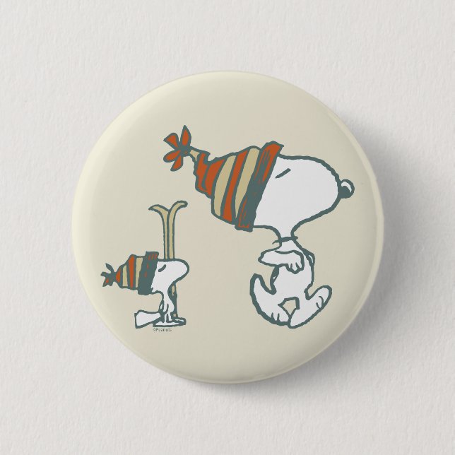 Peanuts | Snoopy & Woodstock Ski Trip 6 Cm Round Badge (Front)
