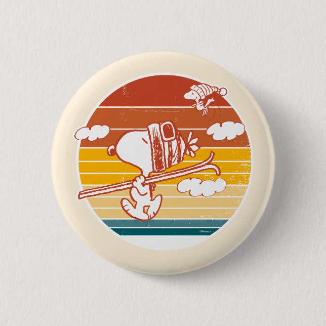 Peanuts | Snoopy & Woodstock Ski Trip 6 Cm Round Badge (Front)