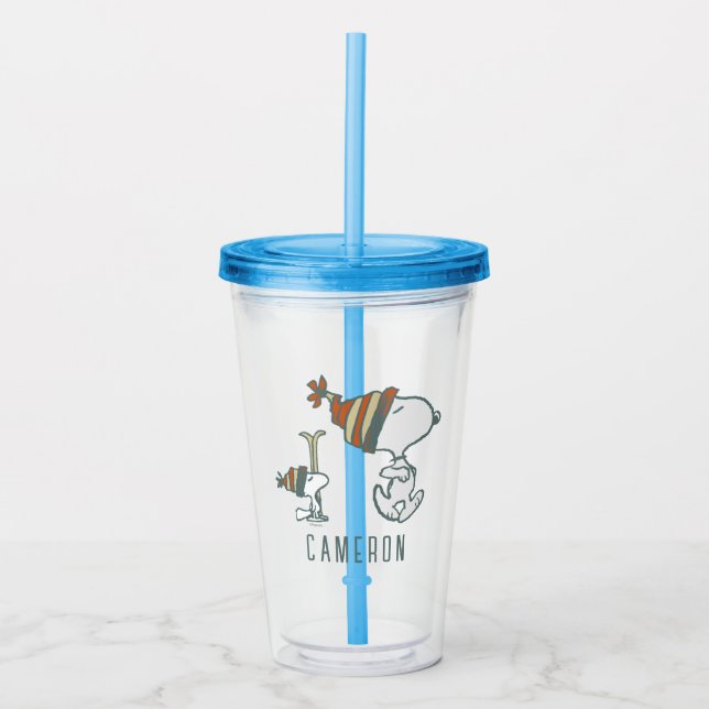 Peanuts | Snoopy & Woodstock Ski Trip Acrylic Tumbler (Front)