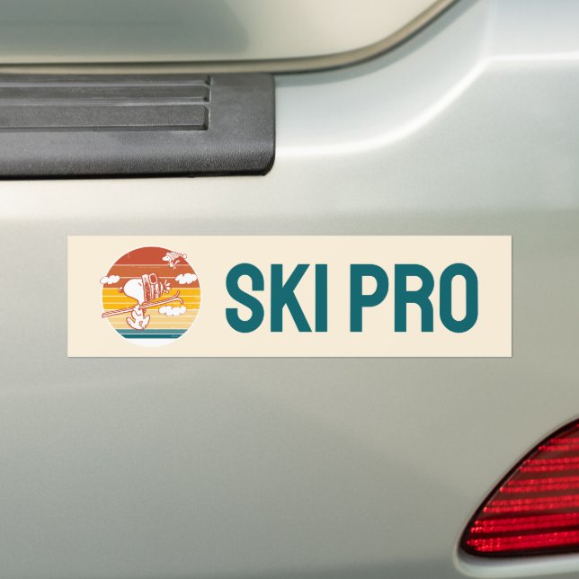 Peanuts | Snoopy & Woodstock Ski Trip Bumper Sticker (On Car)