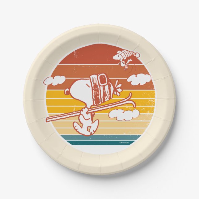 Peanuts | Snoopy & Woodstock Ski Trip Paper Plate (Front)