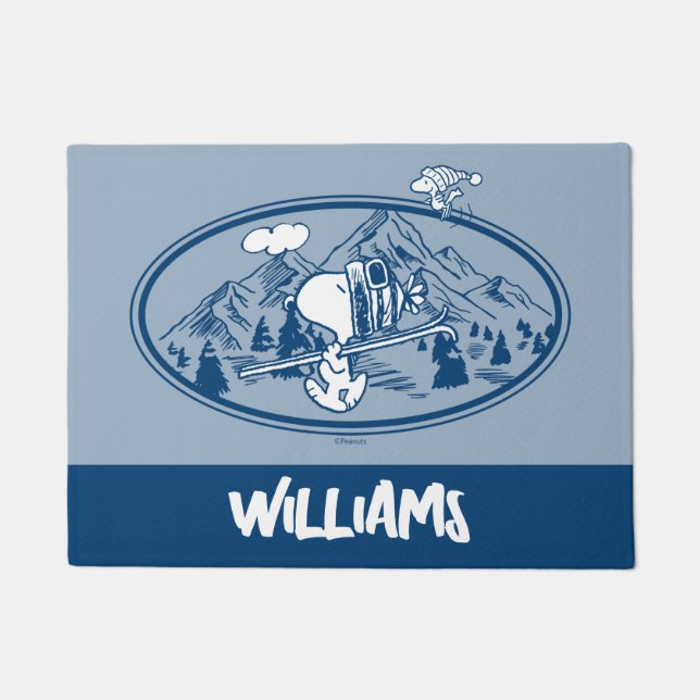 Peanuts | Snoopy & Woodstock Skiing Doormat (Front)