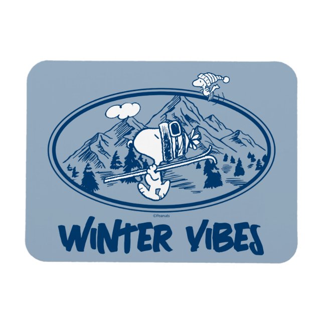 Peanuts | Snoopy & Woodstock Skiing Magnet (Horizontal)