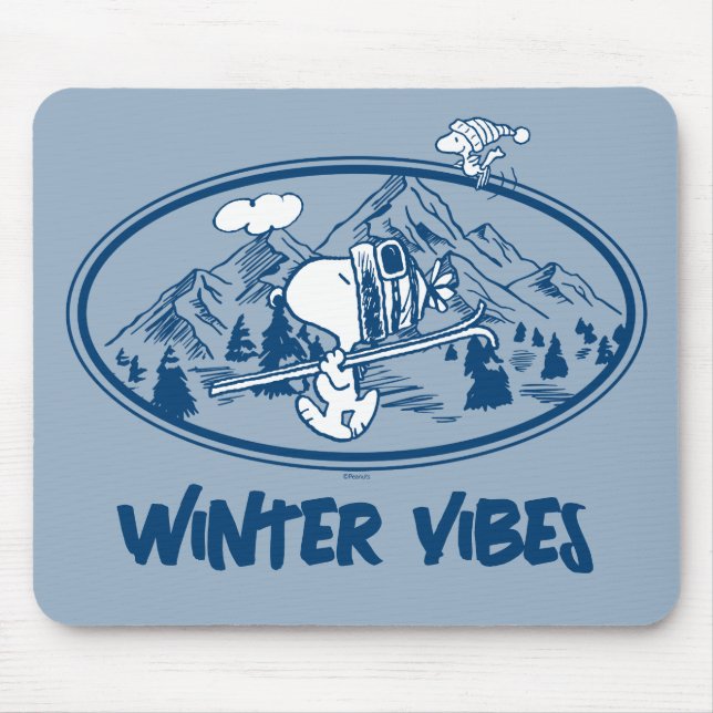 Peanuts | Snoopy & Woodstock Skiing Mouse Mat (Front)