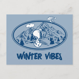 Peanuts Snoopy & Woodstock Skiing Postcard