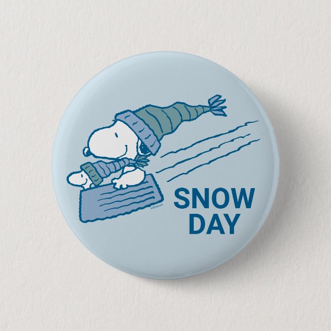 Peanuts | Snoopy & Woodstock Sledding 6 Cm Round Badge (Front)