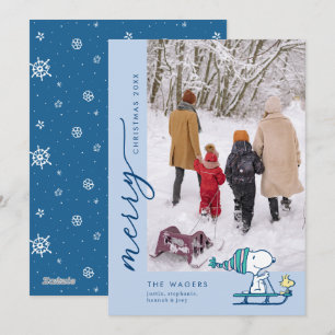 Peanuts Snoopy & Woodstock Sledding Holiday Card