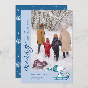 Peanuts Snoopy & Woodstock Sledding Holiday Card