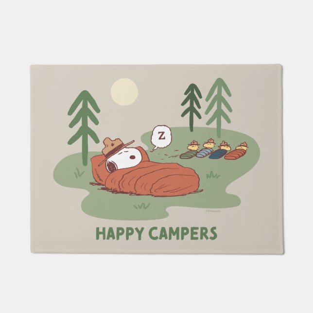 Peanuts | Snoopy & Woodstock Sleeping Campers Doormat (Front)