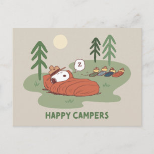 Peanuts Snoopy & Woodstock Sleeping Campers Postcard