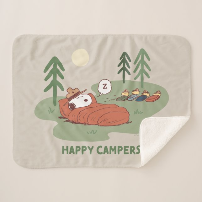Peanuts | Snoopy & Woodstock Sleeping Campers Sherpa Blanket (Front (Horizontal))