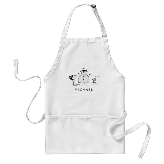 Peanuts | Snoopy & Woodstock Snowman | Add Name Standard Apron (Front)