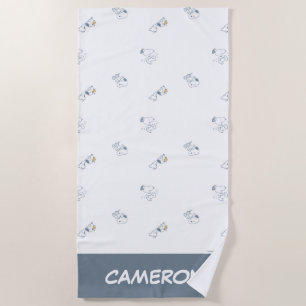 Peanuts   Snoopy & Woodstock Soft Grey Pattern Beach Towel