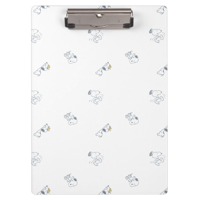 Peanuts | Snoopy & Woodstock Soft Grey Pattern Clipboard (Front)