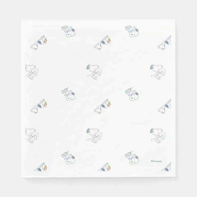 Peanuts | Snoopy & Woodstock Soft Grey Pattern Napkin (Front)