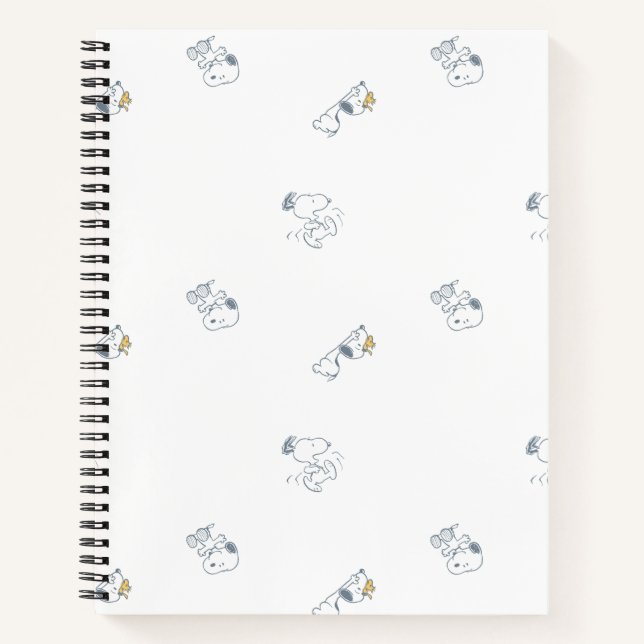 Peanuts | Snoopy & Woodstock Soft Grey Pattern Notebook (Front)