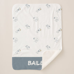 Peanuts   Snoopy & Woodstock Soft Grey Pattern Sherpa Blanket