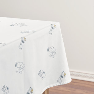 Peanuts   Snoopy & Woodstock Soft Grey Pattern Tablecloth
