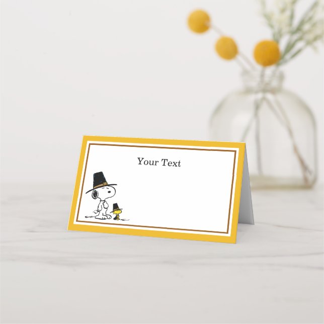 Peanuts | Snoopy & Woodstock Thanksgiving Dinner Place Card (Front)