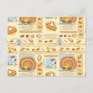 Peanuts Snoopy Woodstock Thanksgiving Pattern Postcard