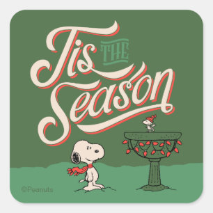 Peanuts   Snoopy & Woodstock Tis The Season Square Sticker